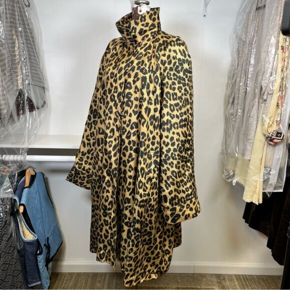 Vintage Dennis Basso Leopard Animal Print Silk Blend Swing Coat Size 3XL - Picture 7 of 16